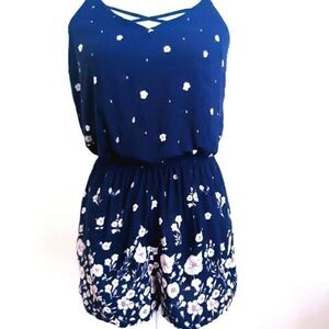 Garage Floral Print Sleeveless Romper Pockets XS